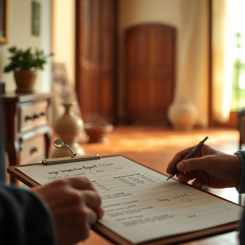Rapporto di ispezione scritto a mano su tavolo in un'abitazione italiana