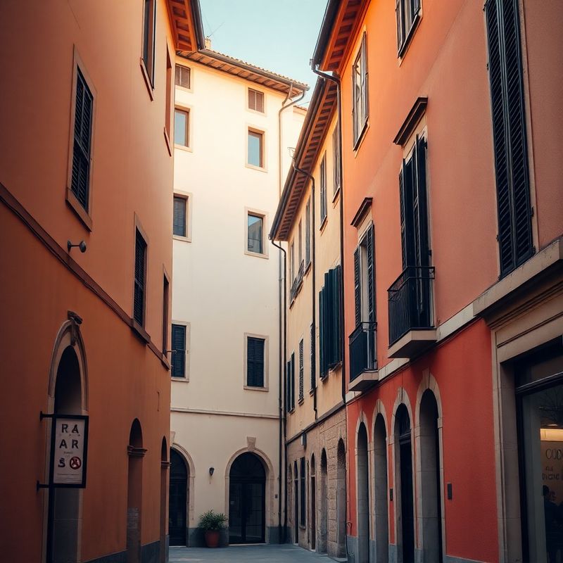 Vista di Via San Francesco a Padova con facciate in tonalità ambrata