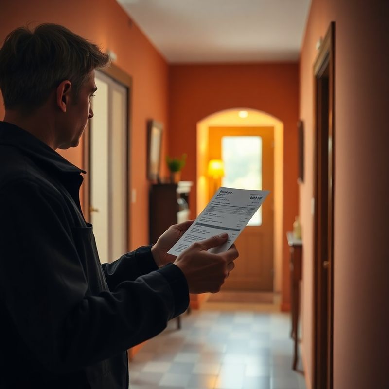 Tecnico che consegna una ricevuta di riparazione al proprietario di casa